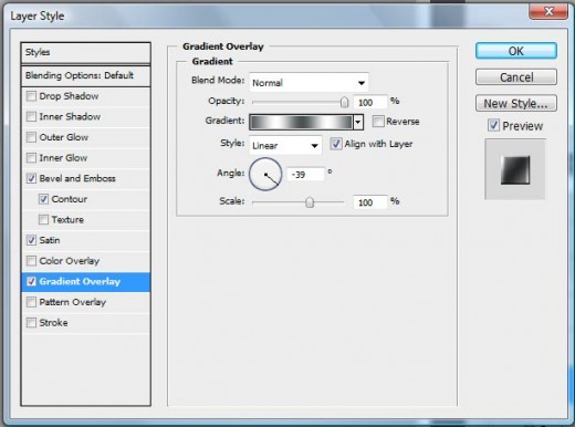 Photoshop blending effect menu screenshot.