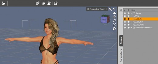 Screen-shot of our Olympia 6 figure with added clothing and hair items.