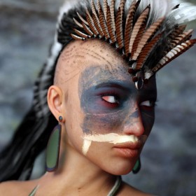 Native American portrait using Octanerender, Daz Studio 4.8 Pro, and Raven Mohawk Hair by Arki.
