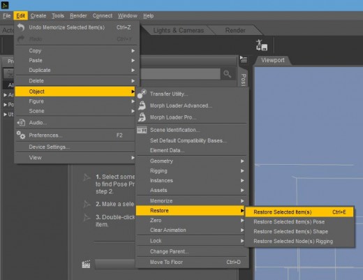 Screenshot of how to paste our saved Daz Studio frame into frame 0.