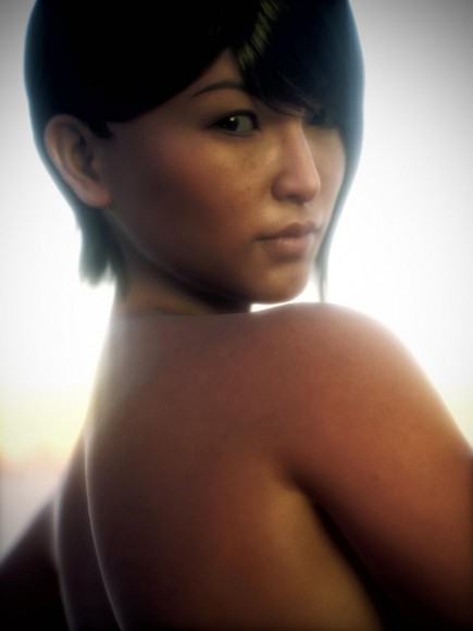 Asian woman portrait with realistic Octane skin shader. Rendered in Daz Studio Octane.
