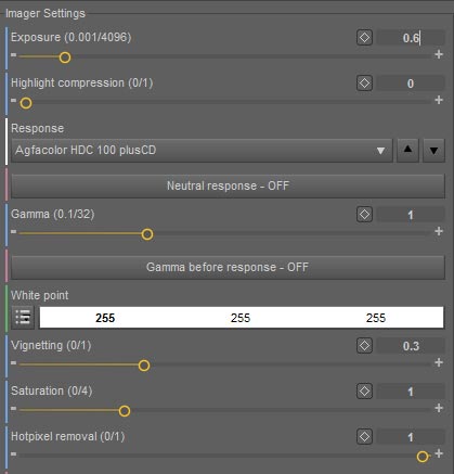 Screenshot of Imager settings in the Daz Studio Octane Interface.