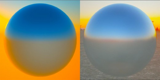 Screenshot of  the Octane generated daytime environment vs. the HDR texture environment. 
