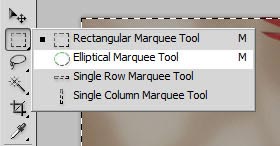 Photoshop screenshot of selecting the Elliptical Marquee Tool.