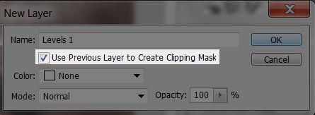 Photoshop screenshot of how to limit the Levels adjustment operation to just the Detail Extractor layer.