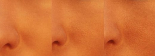 Zoomed in image of our figure's face with different displacement heights.