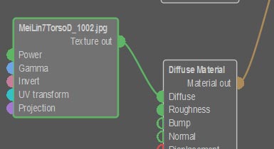 Daz Studio Octane screenshot of our RGB image node after applying a Torso diffuse map image.