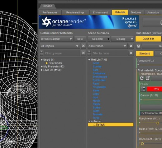 Screenshot of the Materials menu in the Daz Studio Octane plugin.