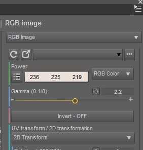 Daz Studio Octane screenshot of the RGB Image node settings.