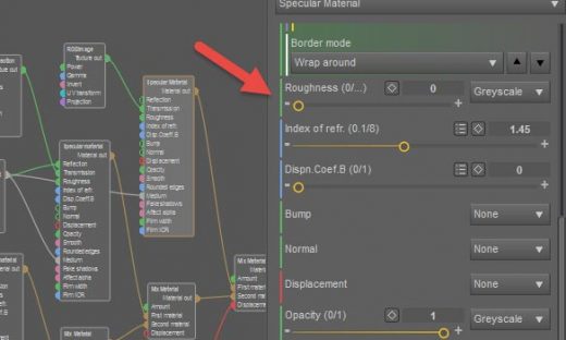 Daz Studio Octane screenshot showing the Roughness parameter of our Specular Material.