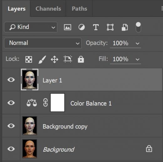 Screenshot of our Photoshop layer stack after creating a new merged layer.