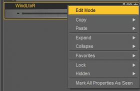 Daz Studio screenshot of how to enable Edit Mode in the Parameters tab.
