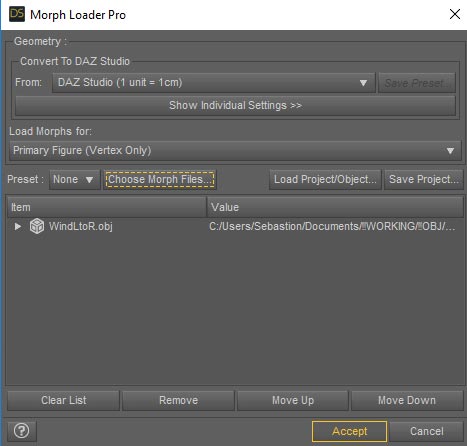 Daz Studio screenshot of the Morph Loader Pro interface.