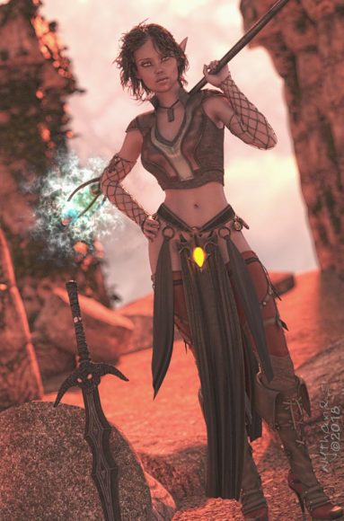 For Shiba's contest, used all merchants listed. Luthbel Dragonsbane on sword and necklace. Luthbelina on Woodland Summoner top and staff. Badkittehco for the boots. Lady Littlefox on the sleeves. Linday for the hair.